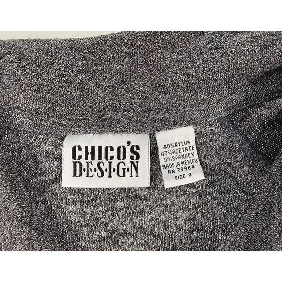 Chicos 2 (L)Acetate blend long sleeve grey button up tunic career casual EUC ^ - Picture 4 of 6